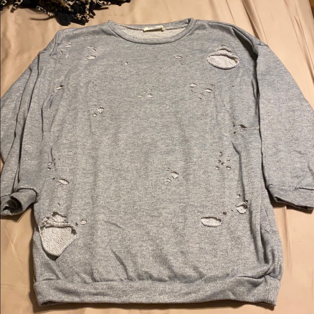 Distressed Grey Sweater